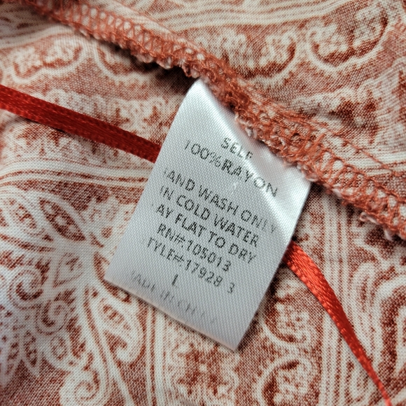 Savanna Jane Blouse Embroidered Shirt Floral Bandana Print Rayon Size Large - Picture 5 of 7